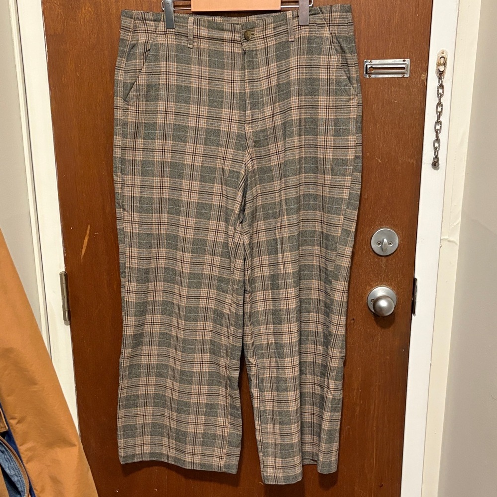 American Eagle Plaid Super High-Rise Baggy Wide Leg Pants